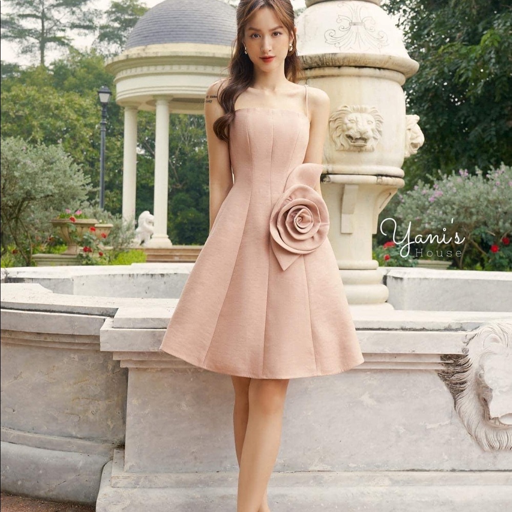 Pink knee length a line dress